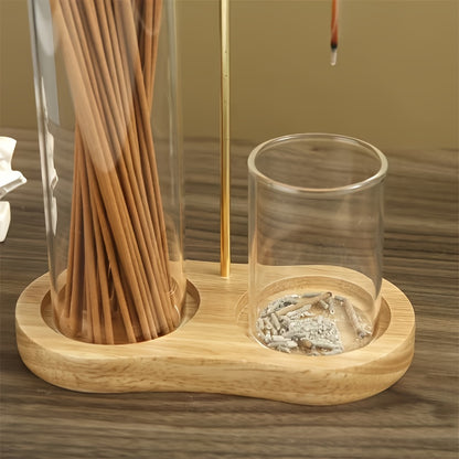 Incense Burner Glass 2-in-1 with Removable Ash Collector and Candle Holder, Meditation Yoga Tea Room Home Decor Incense Holder, Relaxation Spiritual Aromatherapy Gift, 3 Styles