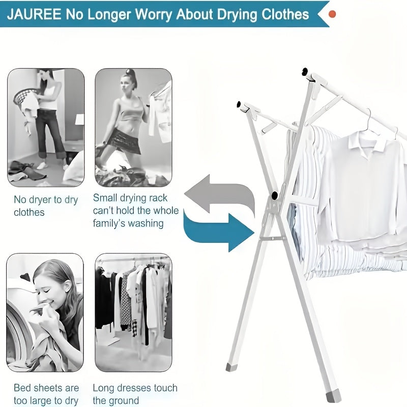 Foldable Clothes Drying Rack 3-Bar – Retractable Stainless Steel Laundry Drying Rack for Indoor & Outdoor Use, Heavy Duty Collapsible Clothesline, 63” / 79” / 95” Adjustable Length