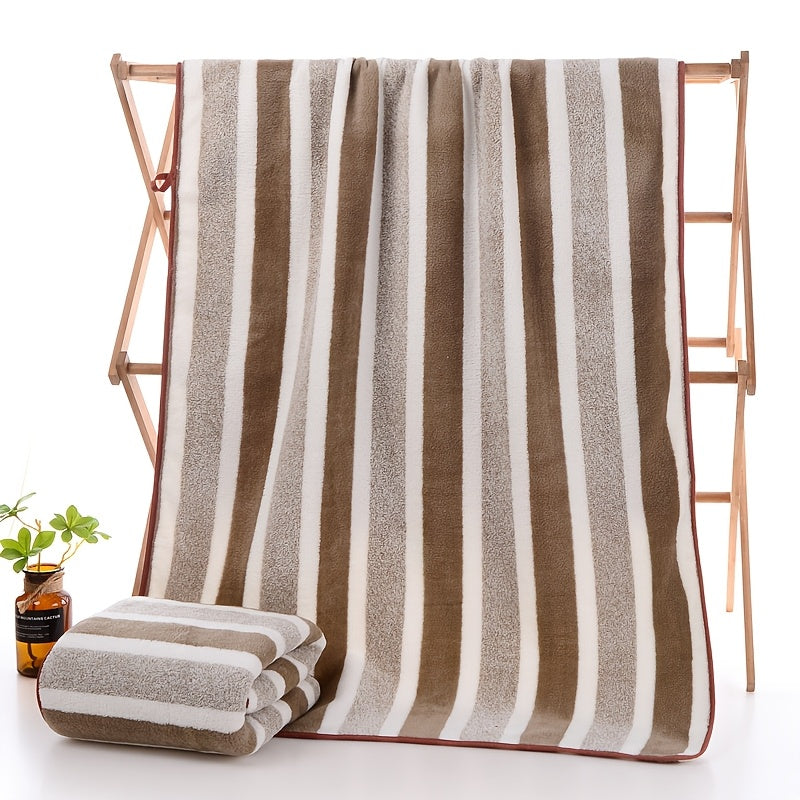 Striped Bath Towel Set, Absorbent Quick-Dry Shower Towels, Super Soft Skin-Friendly Cotton-Feel Bathing Towels for Home Bathroom & Beach, 27.6x55.1 Inch, Available in 1-Pack & 4-Pack, Multiple Colors