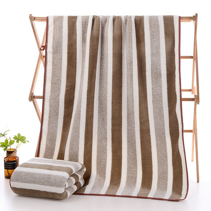 Striped Bath Towel Set, Absorbent Quick-Dry Shower Towels, Super Soft Skin-Friendly Cotton-Feel Bathing Towels for Home Bathroom & Beach, 27.6x55.1 Inch, Available in 1-Pack & 4-Pack, Multiple Colors