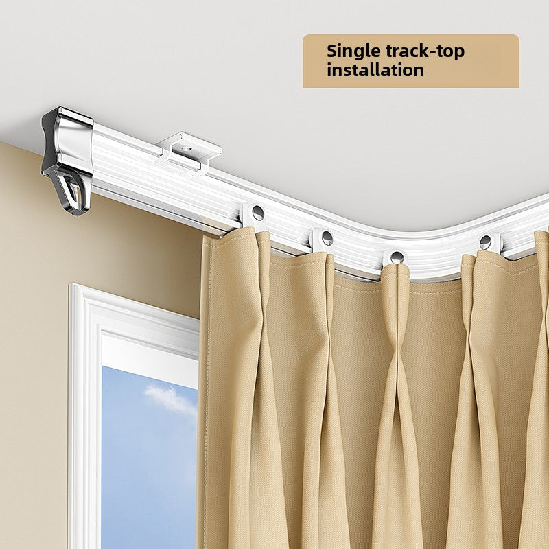 Flexible Curtain Rail Track Ceiling Mount, Bendable PVC Curtain Rod for Bay Window Bathroom Curved Walls, Easy Trim to Fit, White Glossy Finish, Modern Home Decor Curtain Accessories, No Tools Needed