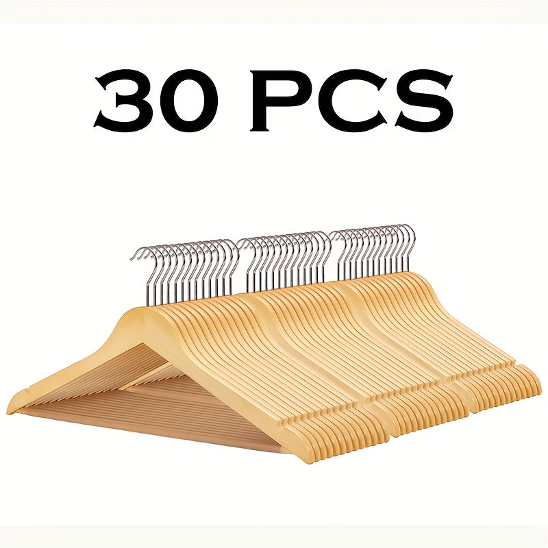 Solid Wood Clothes Hangers 10/20/30 Pack – Heavy-Duty Non-Slip Coat Hangers for Jackets, Dresses & Suits, Space-Saving Sturdy Wooden Closet Organizer for Home, Office & Hotel Wardrobe, Champagne