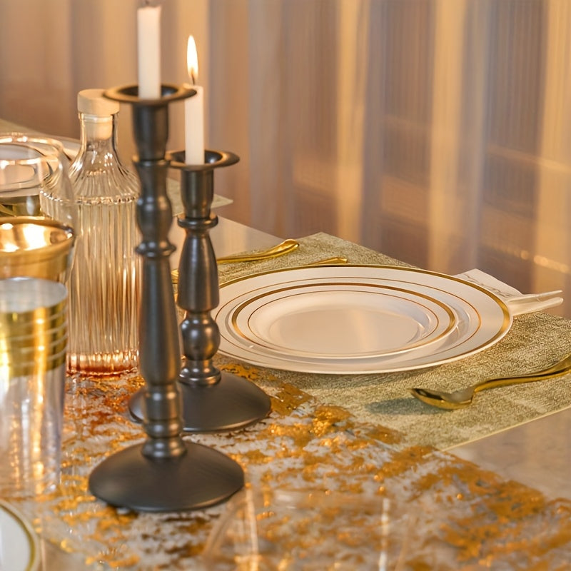 Disposable Plates for Parties 350/700 Piece Dinnerware Set with Dinner Plates, Salad Plates, Cups, Cutlery & Napkins – Gold & Silver for Wedding, Birthday, Graduation, Holiday Celebrations