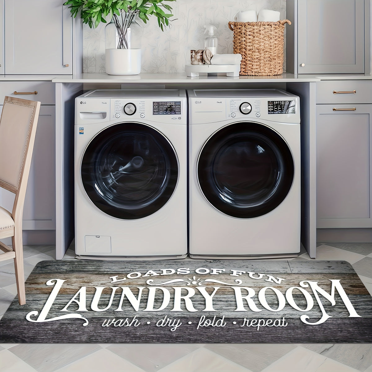 Non-Slip Laundry Room Mat Heavy Duty Washable Runner Rug with Rubber Backing Wood Grain Design for Laundry Room Kitchen Bathroom – Dark Brown Gray Rustic Style Durable Floor Carpet
