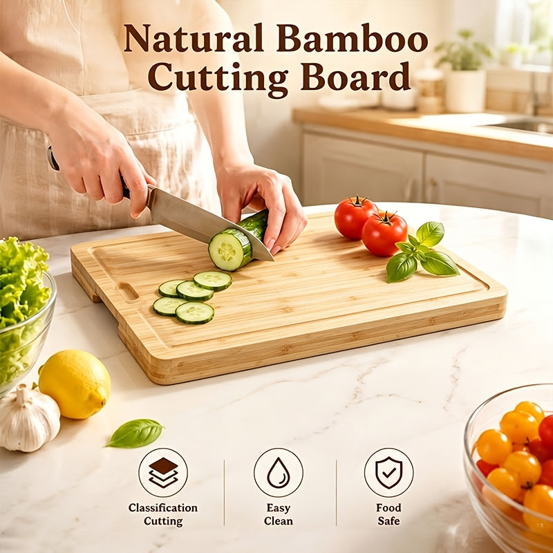Bamboo Cutting Board Set for Kitchen, 7-Piece Chopping Board with Juice Groove for Meat Cheese Bread Vegetables Fruits, Cheese Platter Charcuterie Board, Housewarming Gift for Home Dormitory