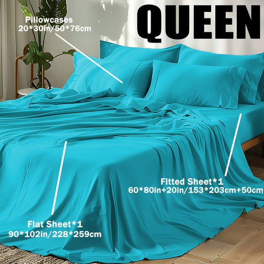 2000TC Bamboo Cooling Sheet Set Ultra Soft – 16 Inch Deep Pocket Fitted Sheet for Hot Sleepers, Shrink Fade Wrinkle Resistant Breathable Bedding | Twin Full Queen King | 11 Colors | Home Viaco