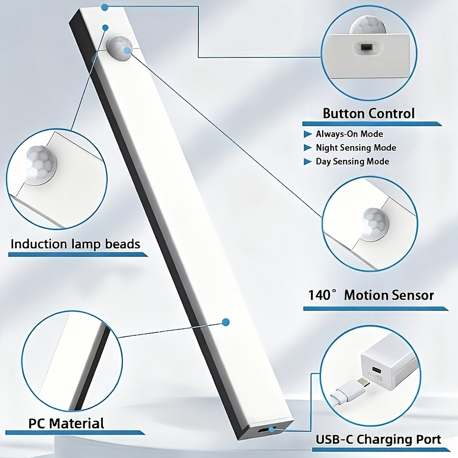 Motion Sensor LED Cabinet Light USB Rechargeable 12-Pack, 12 LED Wireless Night Light 3 Modes Wall Mount for Bedroom, Staircase, Kitchen, Closet & Hallway – 10cm, 20cm or 30cm