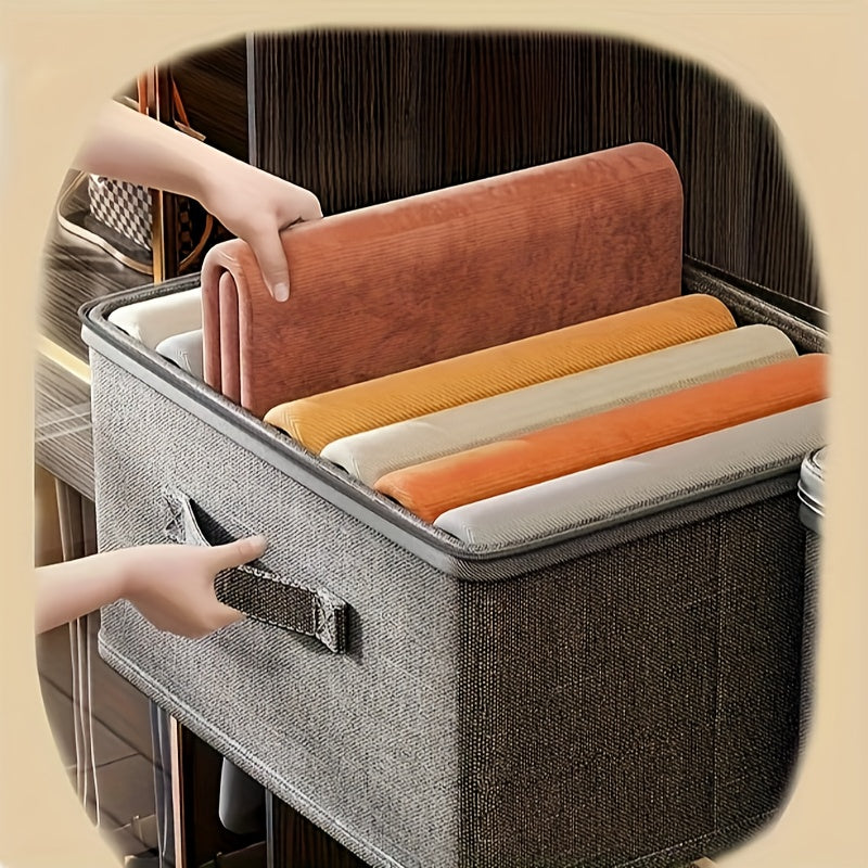 Waterproof Cationic Storage Boxes 4 Pack Extra Large with Dual Zippers & 3 Handles – Foldable Bed Sheet Organizer for Wardrobe Bedroom Closet Clothes Blankets Books