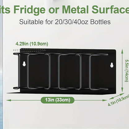 Magnetic Cup Holder 3-Layer Refrigerator Organizer, Space-Saving Magnetic Cup Rack for Cups, Glasses & Water Bottles, Strong Magnetic Base for Fridge, Kitchen & Bathroom Storage – Black or White