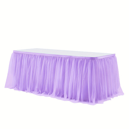 Tulle Table Skirt 6Ft Ruffle Tutu Tablecloth for Rectangle & Round Tables, Princess Birthday Party Cake Dessert Table Decoration, Easy Hook Install, 10 Colors – Pink White Black & More