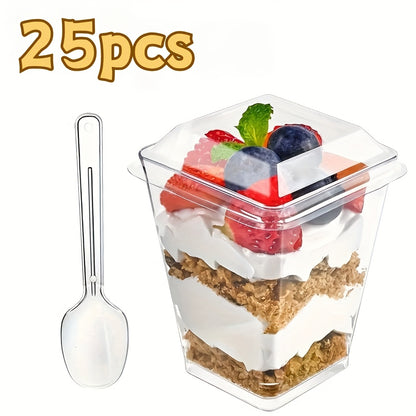 Plastic Dessert Cups with Lids & Spoons 5oz 8oz – 25 50 100 150 200 Pack Mini Pudding Cups for Party Family Gathering Camping Picnic