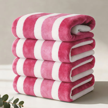 Microfiber Bath Towel Set 1/4 Pack 27x55 Inch, Ultra-Soft Highly Absorbent Quick-Drying No Hair Loss Striped Towels for Adults, Beach Spa Gym Home Bathroom Essentials, Slate Gray Berry Red Pine Green