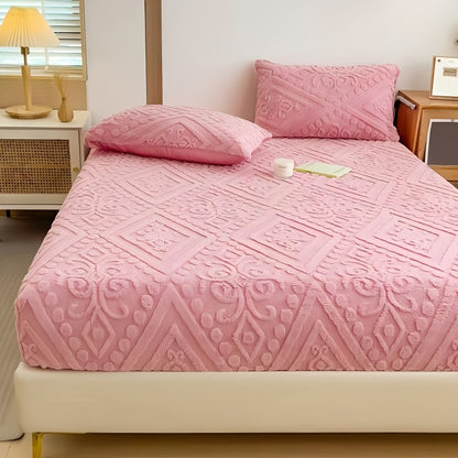 Velvet Mattress Cover Bed Protector Thickened Warm Fitted Mattress Pad European Style Taff Velvet Bed Cover Twin Full Queen King California King Fall Winter Bedroom