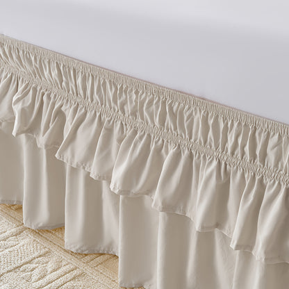 Ruffle Bed Skirt 16 Inch Drop Elastic Wrap Around – Twin Full Queen King/CK, 10 Colors, Easy No-Lift Install, Machine Washable Dust Ruffle
