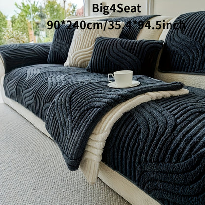 Velvet Plush Sofa Cover Non-Slip Luxury Modern Couch Slipcover – Pet-Proof Breathable Furniture Protector for Living Room Bedroom Office, 2 3 4 Seater