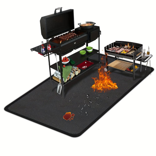 Grill Mat for Outdoor BBQ – Fireproof Waterproof Under Grill Protector for Deck, Patio & Lawn, Heat Resistant to 2000°F, Easy Clean BBQ Mat for Fire Pit & Smoker