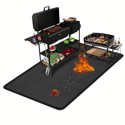 Grill Mat for Outdoor BBQ – Fireproof Waterproof Under Grill Protector for Deck, Patio & Lawn, Heat Resistant to 2000°F, Easy Clean BBQ Mat for Fire Pit & Smoker