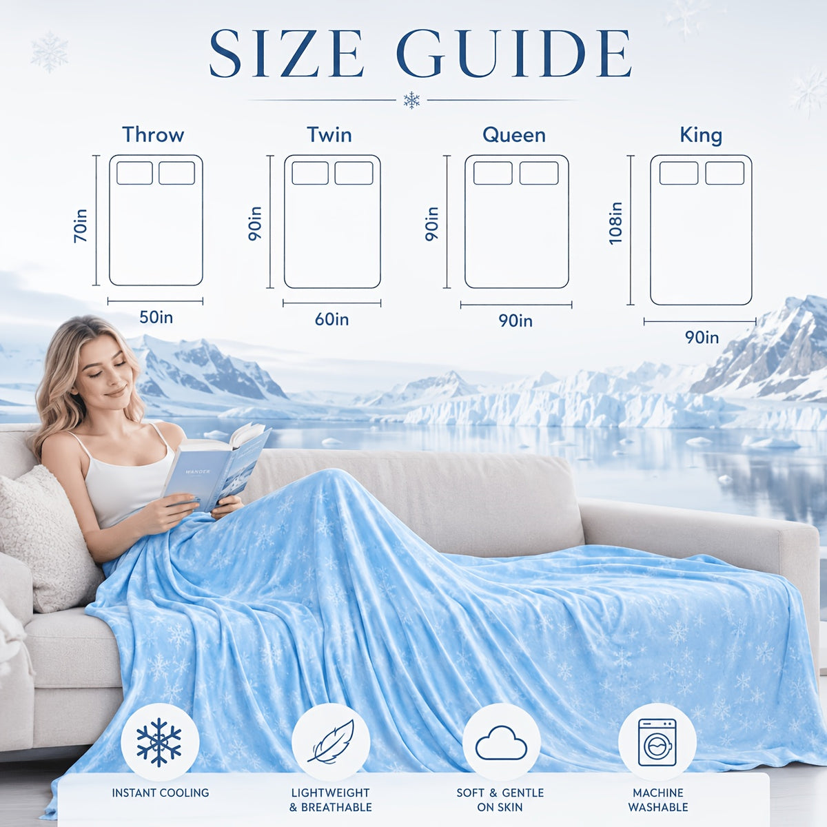 Cooling Blanket for Hot Sleepers Double Layer Cool Touch Summer Throw Lightweight Breathable Blanket for Bed Couch Sofa RV Travel Warm Nights Multiple Colors Sizes 50x70 60x90 90x90 108x90