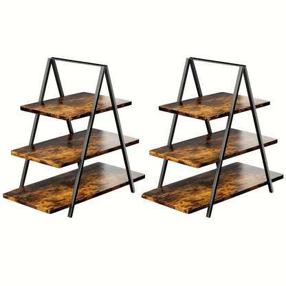 3-Tier Wooden Cupcake Display Stand | Dessert Tower for Parties, Weddings & Events | Holds 50 Cupcakes, Vintage Style Cake Stand, Black, White & Brown