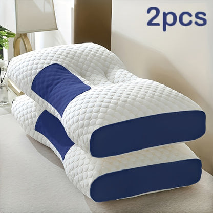 Ergonomic Cervical Neck Pillow 2-Pack Orthopedic Support Pillow for Sleeping - Adjustable Soft Massage Contour Pillow Machine Washable Removable Cover for Neck & Spinal Alignment - Gray White Yellow Purple Blue