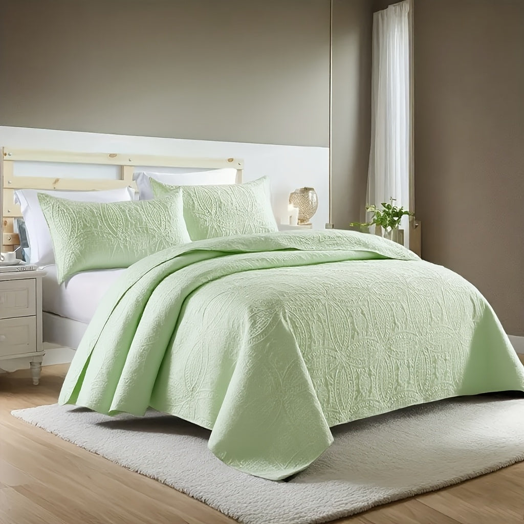 Quilt Set 3 Piece Soft Lightweight Bedding Set with 2 Pillowcases, Thin Comforter Set for Bedroom Guest Room Full Queen King, 10 Colors Washable Bed Quilt Cover Set