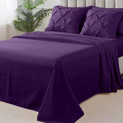 Pinch Pleated Comforter Set Queen King Full – 7 Piece Bed in a Bag with Sheets Pillowcases Pillow Shams, Hypoallergenic Down Alternative Microfiber Bedding 33 Colors All Season
