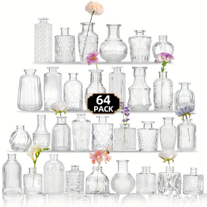 Mini Clear Bud Vases Set - Bulk Small Glass Flower Vases for Wedding Centerpieces, Party Table Decorations, Birthday Anniversary Home Decor, 12 30 43 52 Pcs Available