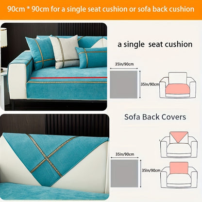 Chenille Sofa Cover Pet-Friendly All-Season Slipcover Furniture Protector for Living Room Bedroom Office - Fits Single 2 3 4 Seater Sofa - Blue-Green Deep Gray Off White Light Gray