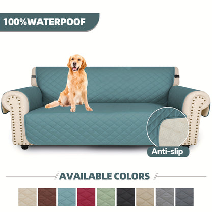 Non-Slip Couch Cover Set of 3 for Dogs Pets, Quilted Microfiber Sofa Seat Cushion Protector with Side Pocket & Elastic Straps, Washable Pet-Friendly Sofa Slipcover for Living Room Office Home Decor