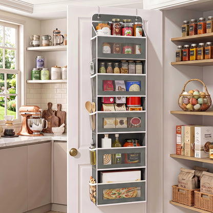 Over the Door Organizer 10-Pocket 5-Tier Hanging Storage 44LB Capacity - No Assembly Breathable Fabric Door Pocket Organizer for Bedroom Bathroom Pantry Kitchen Dorm
