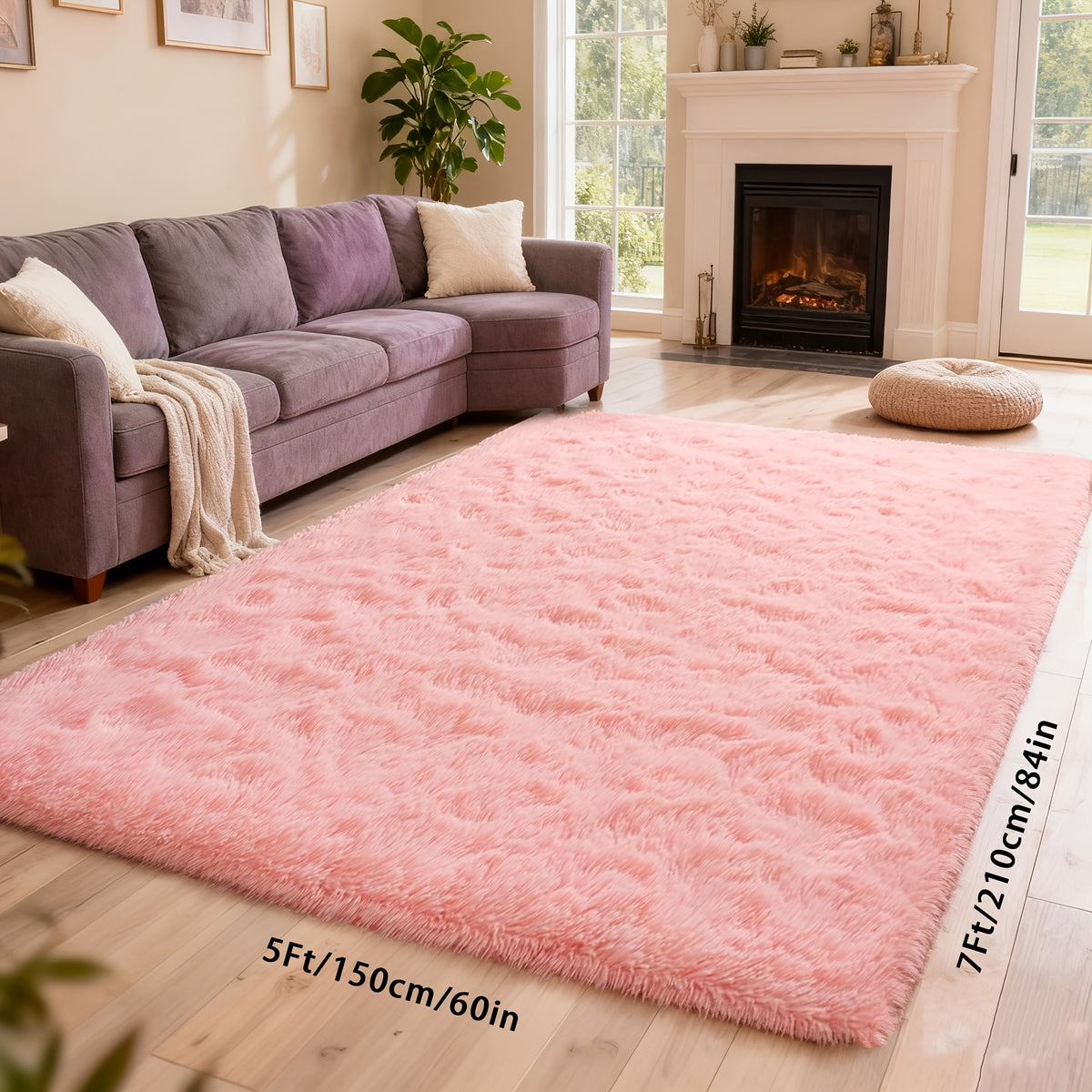 Machine Washable Shag Rug Super Soft Thick Plush Non-Slip Fluffy Carpet for Bedroom Living Room Study Dorm - 3x5 5x7 6x9 8x10 Ft - White Pink Gray Blue Green Black Home Decor Christmas Gift