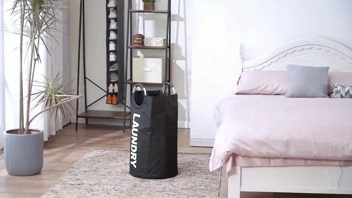 Large Foldable Laundry Basket Waterproof with Padded Handles – Freestanding Dirty Clothes Hamper for Bathroom Bedroom Home, 1pc or 2pcs Multi-Color Options