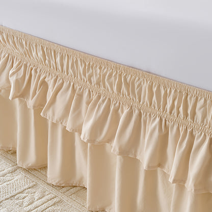 Ruffle Bed Skirt 16 Inch Drop Elastic Wrap Around – Twin Full Queen King/CK, 10 Colors, Easy No-Lift Install, Machine Washable Dust Ruffle