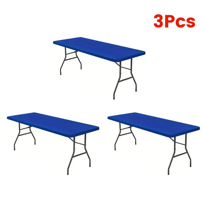 Stretchable Table Covers 6Ft Elastic Spandex Tablecloth Rectangle Washable Polyester Protector for Parties Picnics Weddings Camping Indoor Outdoor