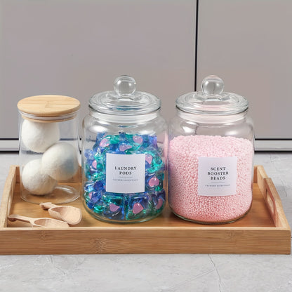 Glass Jars with Airtight Lids Labels and Spoons, Half Gallon Wide Mouth Storage Canisters for Laundry Detergent Pods Scent Booster Beads Sugar Bath Salts, 1 2 3 4 Pack Options
