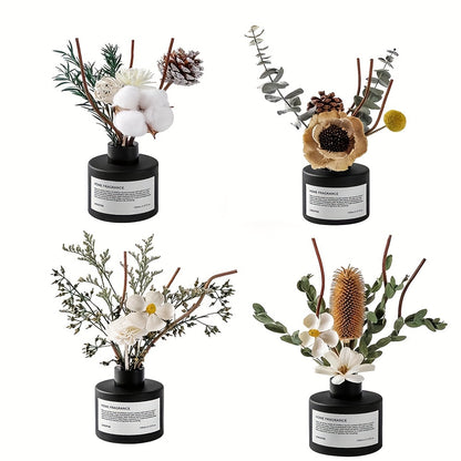 Reed Diffuser with Real Dried Flowers and Sticks, 5oz Aromatherapy Home Fragrance Scent Oil Diffuser for Bathroom Bedroom Living Room, Gardenia Jasmine Sandalwood Citrus Scents, Elegant Gift Set
