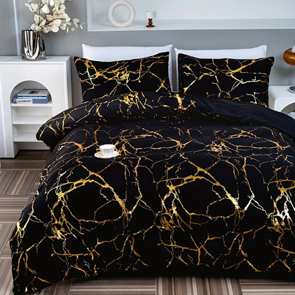 Duvet Cover Set 3-Piece Bronzing Texture | Super Soft Breathable Bedding Set with 2 Pillowcases, Twin Full Queen King, All-Season Bedroom Dormitory Comforter Cover, White Khaki Black