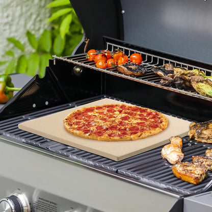 Pizza Stone for Oven and Grill – Heavy Duty Cordierite Baking Stone, Thermal Shock Resistant, 15 x 11.8 Inch Rectangular & 15 Inch Round, 4.5 Lbs, Perfect for Crispy Pizza, Artisan Bread & Holiday Baking