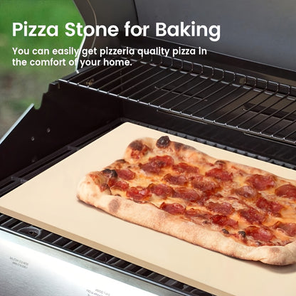 Pizza Stone for Oven and Grill – Heavy Duty Cordierite Baking Stone, Thermal Shock Resistant, 15 x 11.8 Inch Rectangular & 15 Inch Round, 4.5 Lbs, Perfect for Crispy Pizza, Artisan Bread & Holiday Baking