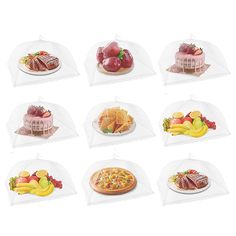 Pop-Up Mesh Food Covers 9-Pack Collapsible Food Tent Covers for Outdoor Picnic BBQ - Large 17 Inch Bug Proof Food Nets for Serving Dishes Plates Fruits Salads - Reusable Zero Waste Food Protectors