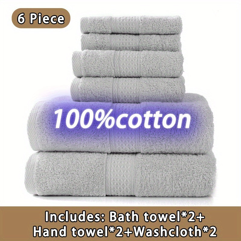 100% Cotton Bath Towel Set 3 or 6 Piece, Ultra Soft Highly Absorbent Knit Towels for Bathroom, Hotel Quality Bath Towels for Home Shower Spa Sauna, 360GSM Thick Towel Set in Grey Blue White