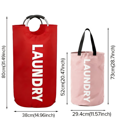 2-Pack Large Foldable Laundry Basket | Waterproof Oxford Cloth Collapsible Laundry Bag | Clothing Storage Basket for Bedroom, Bathroom & Laundry Room, Red & White