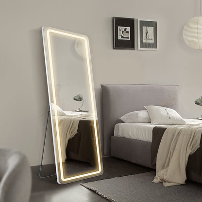 LED Full Length Mirror Arched & Rectangle Full Body Floor Mirror – Standing Leaning or Wall Hanging Aluminum Alloy Thin Frame 16x60 26x71 Inch for Bedroom Bathroom Dressing Room Store