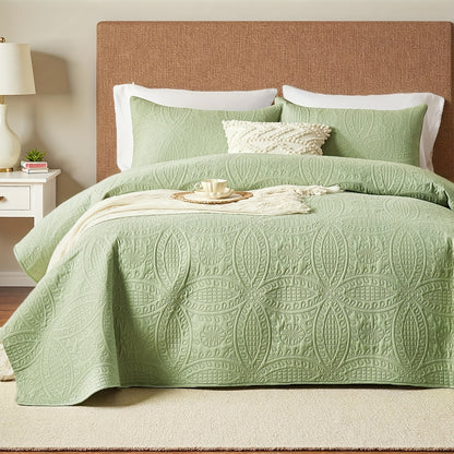 Coin Pattern Quilt Set 2/3 Piece – Lightweight Microfiber Bedspread Soft All-Season Coverlet with Pillow Cases, Twin Full Queen King, Modern Style Bedroom Comforter Set Multiple Colors & Random Color