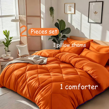 Cooling Comforter Set Queen King Twin - Lightweight Breathable Microfiber Fluffy Bedding with Rhombus Grid, Soft All Season Comforter with Pillowcases, 20 Colors Available