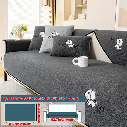 Sherpa Sofa Cover for Pets – Thick Plush Non-Slip Couch Protector Slipcover for Dogs & Cats, Furniture Protection Cover for Sofa Seat, Backrest, Armrest & Cushion, Bedroom Living Room Office
