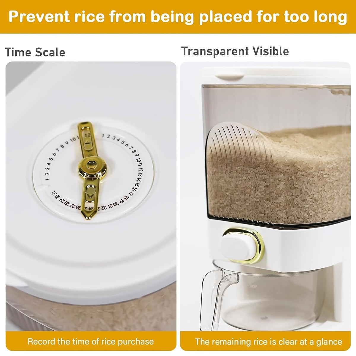 Large Capacity Airtight Food Storage Container with Lid – BPA Free Sealed Grain Bucket for Rice, Flour, Nuts & Dry Goods, Moisture & Insect Proof Kitchen Pantry Organizer, 11 lbs & 22 lbs