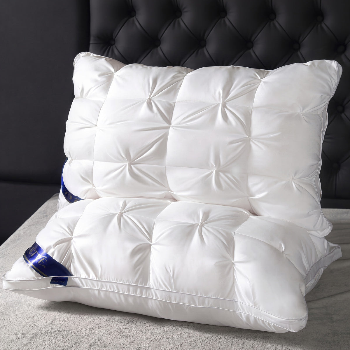 Bed Pillows 2 Pack Hotel Quality Queen King Size, Fluffy Neck Support Sleeping Pillow Set, Cooling Breathable Polyester Fill, Low-Allergen Soft Pillow for Side Back Stomach Sleepers, 6 Colors