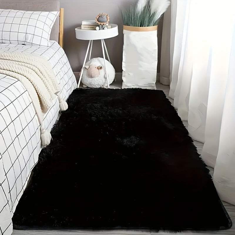 Fluffy Area Rug Non-Slip Soft Plush Carpet for Living Room Bedroom Kitchen Bathroom – Modern Home Decor Floor Mat Easy to Clean – Multiple Sizes & Colors Coffee Gray Black