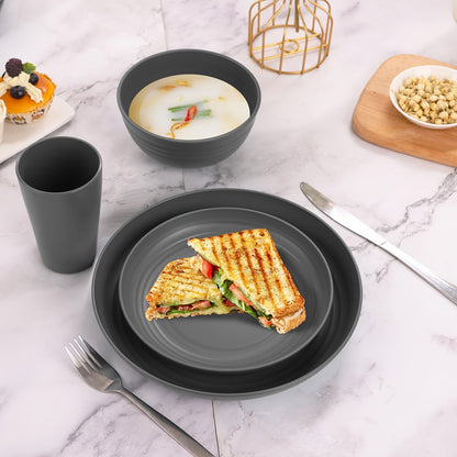 Wheat Straw Dinnerware Set Unbreakable Multicolor – 4 / 16 / 32 Piece Lightweight Dish Set with Dinner Plate, Dessert Plate, Bowl & Cup | Dishwasher Safe, Perfect for Camping, Everyday Use & Gifts | Home Viaco